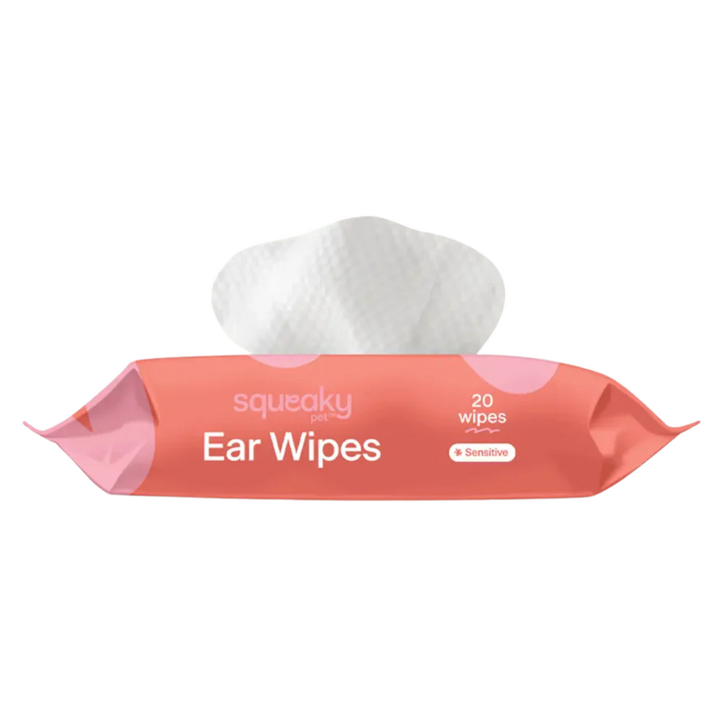Package of Squeaky Ear Wipes on a white background