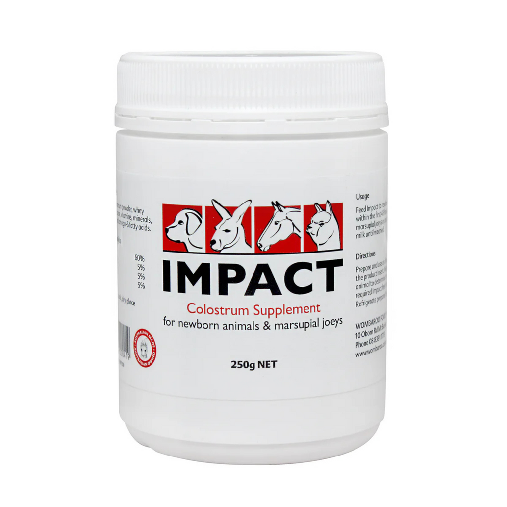 White container of Impact Colostrum Supplement on a white background